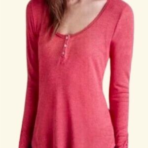 Elegant Coral Long Sleeve Top Eloise Anthropologie